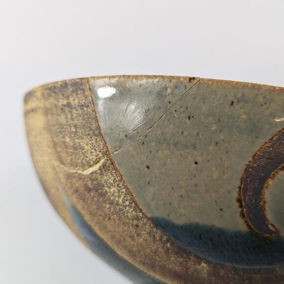 Hand-Turned Bowl Signed Studio Pottery Fine Art Ceramic 1 of 7 REPAIRED Decor - Picture 12 of 16